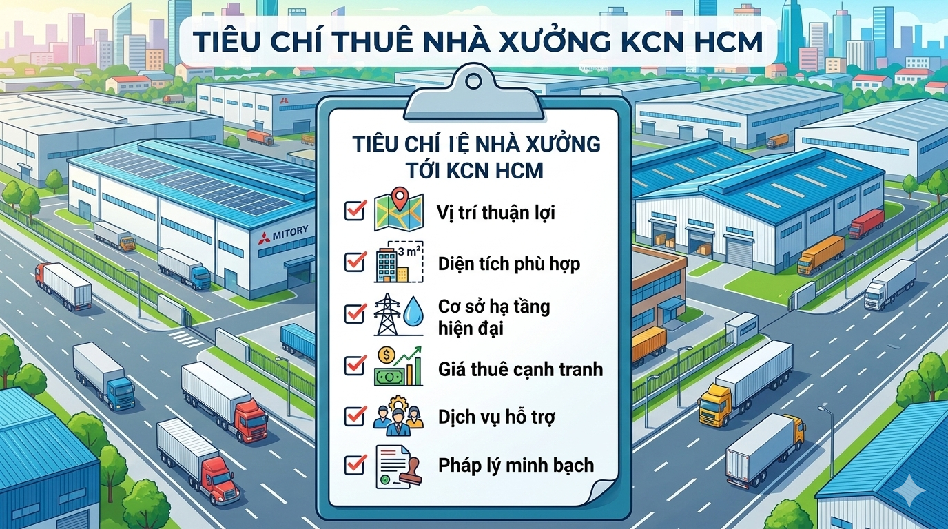 Tiêu chí thuê nhà xưởng KCN HCM